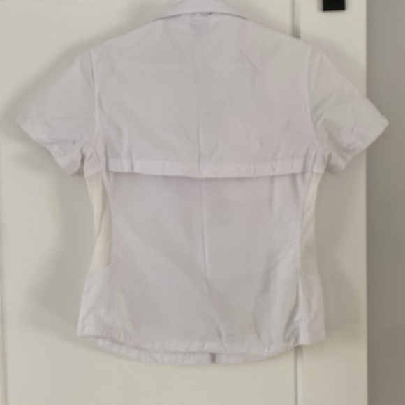 L L BEAN white short sleeve field hike blouse top travel vented pockets S - Picture 3 of 3
